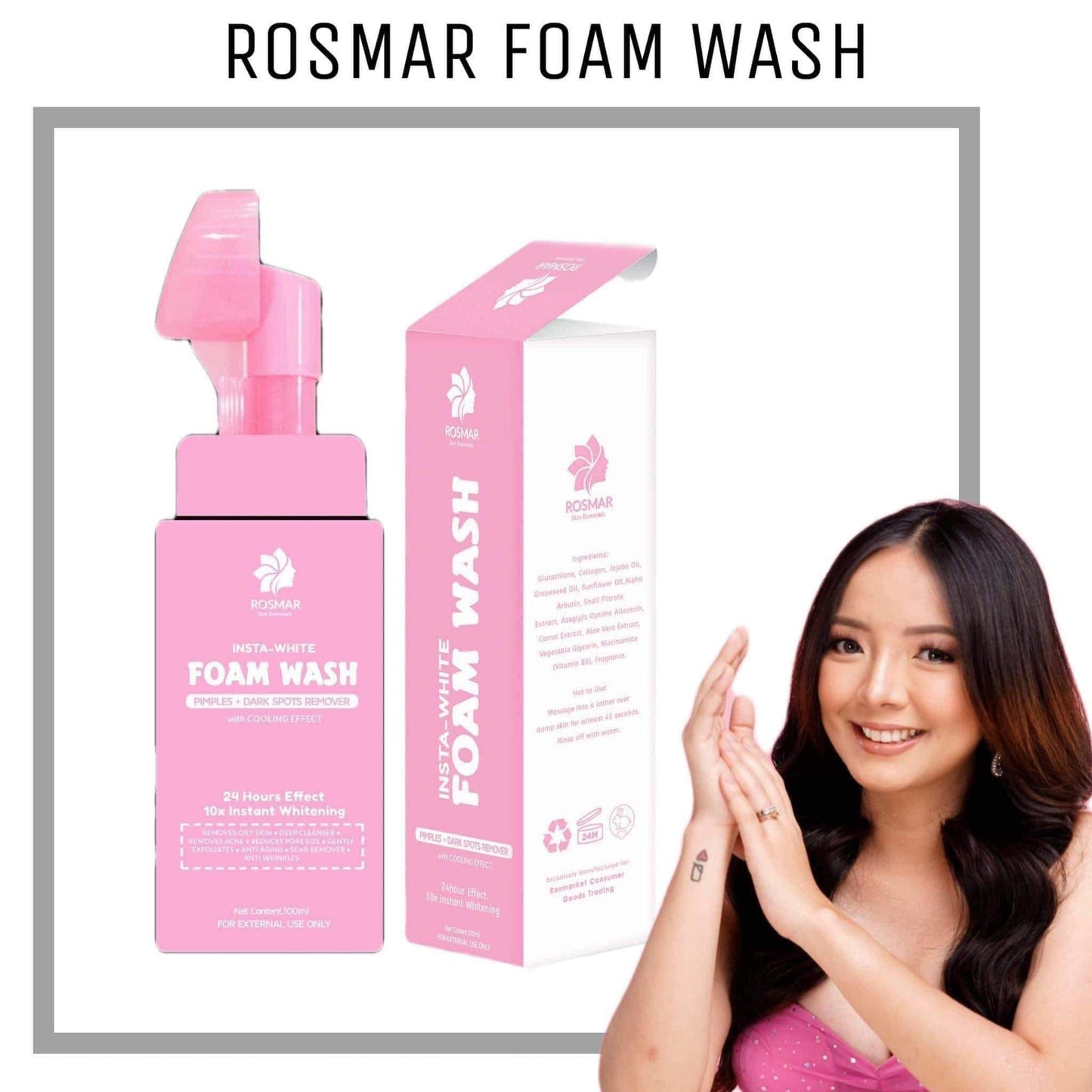 ROSMAR INSTA - WHITE FOAM WASH 10X WHITENING WITH COOLING EFFECT | FACIAL WASH